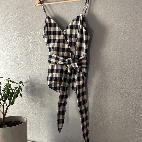 six crisp days Tops - Black & White Gingham Top